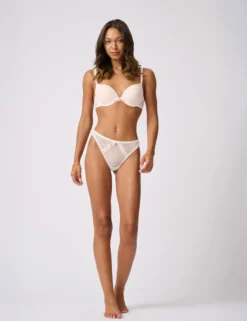 High-Leg-Tanga aus Mesh und Spitze