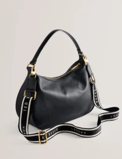 Hobo-Tasche aus Leder mit Gurtband