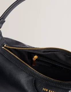 Hobo-Tasche aus Leder mit Gurtband
