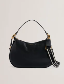 Hobo-Tasche aus Leder mit Gurtband