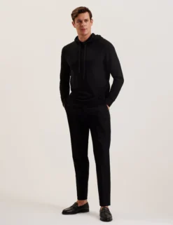 Hoodie aus strukturiertem T-Strick-Wollmischgewebe