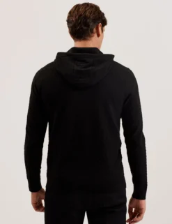 Hoodie aus strukturiertem T-Strick-Wollmischgewebe