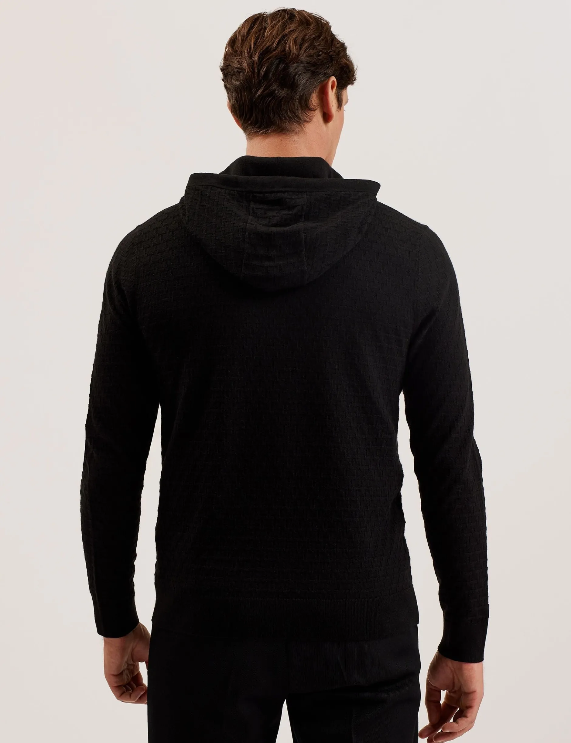 Hoodie aus strukturiertem T-Strick-Wollmischgewebe