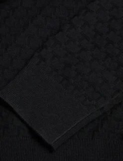 Hoodie aus strukturiertem T-Strick-Wollmischgewebe