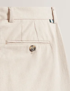 Hose aus Baumwoll-Leinen-Mischgewebe mit Hahnentrittmuster und schmal zulaufendem Bein