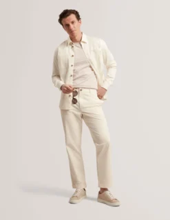 Hose aus geradem Baumwoll-Leinen-Twill