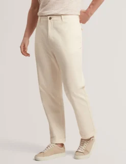 Hose aus geradem Baumwoll-Leinen-Twill