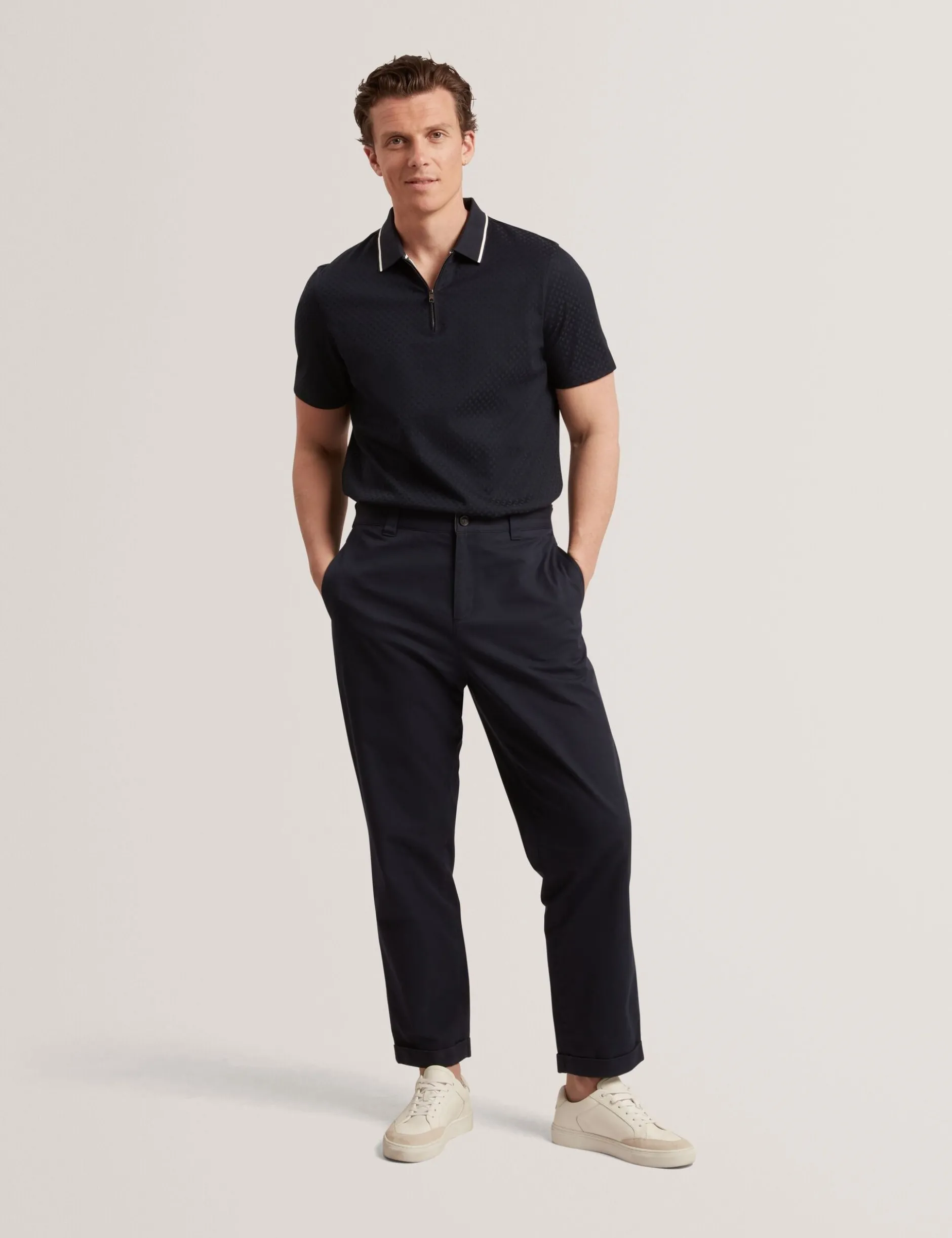 Hose aus geradem Baumwoll-Leinen-Twill