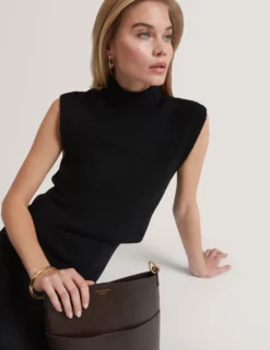 2-in-1 ärmelloses Strick-Midikleid mit Tanktop