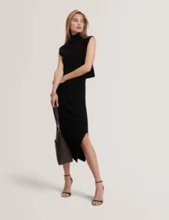 2-in-1 ärmelloses Strick-Midikleid mit Tanktop