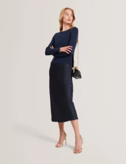 2-in-1 Satin-Unterkleid mit Strickoberteil