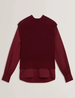 2-in-1 Strickweste Langarmshirt
