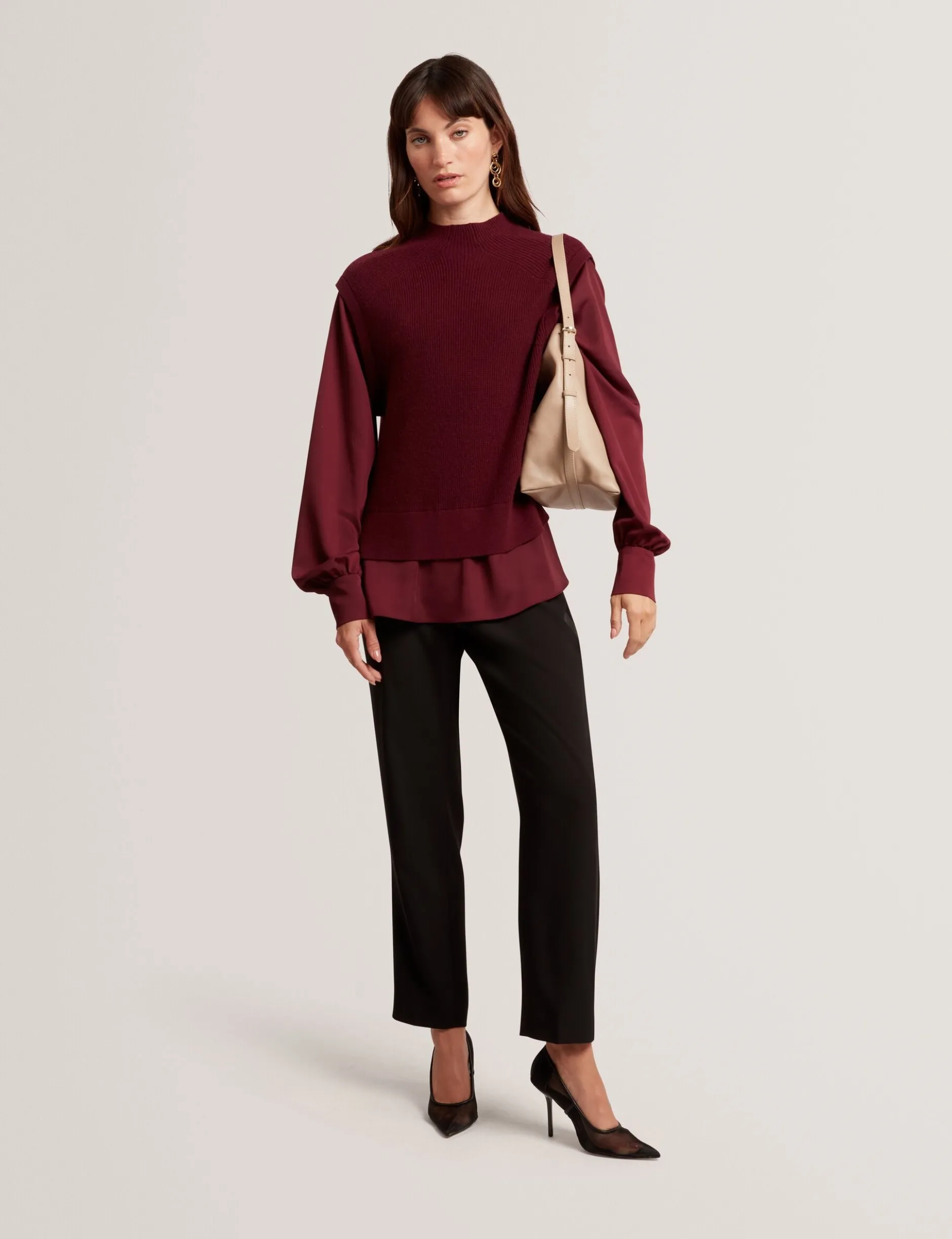 2-in-1 Strickweste Langarmshirt