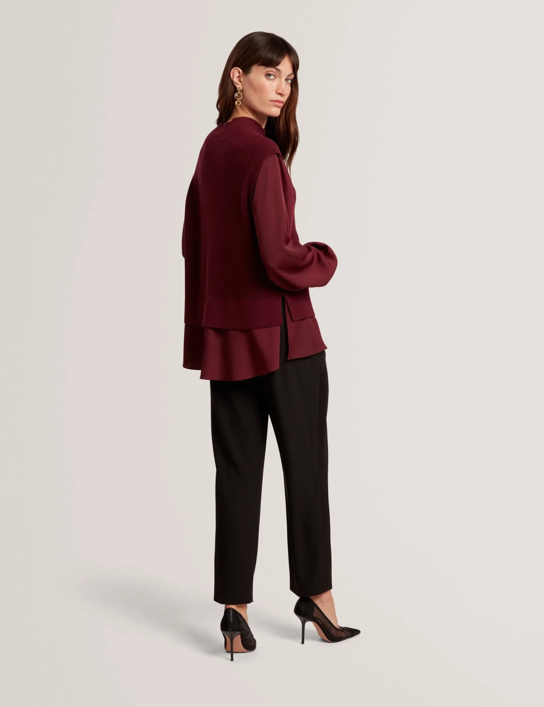 2-in-1 Strickweste Langarmshirt