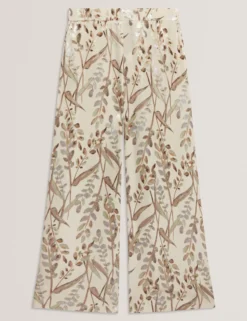 Jacquard-Hose mit weitem Bein und Blattmuster