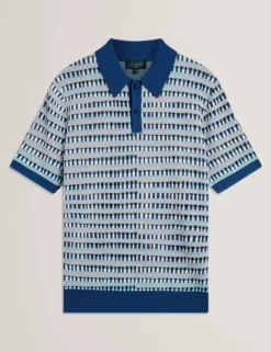 Jacquard-Karo-Strickpolo