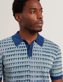 Jacquard-Karo-Strickpolo