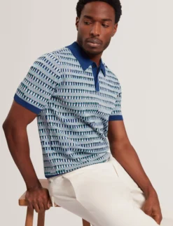 Jacquard-Karo-Strickpolo