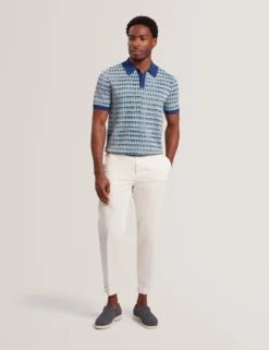 Jacquard-Karo-Strickpolo