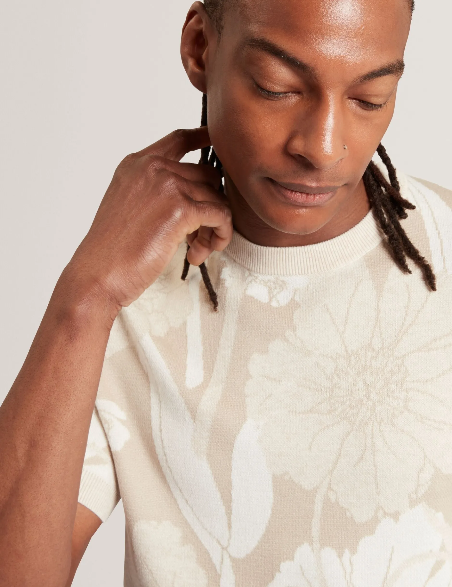 Jacquard-T-Shirt aus botanischer Wollmischung
