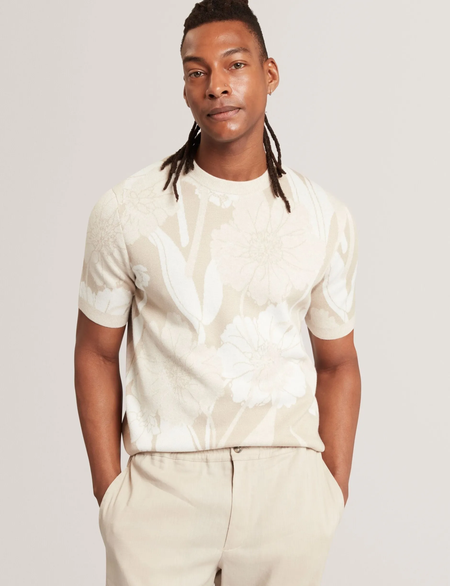 Jacquard-T-Shirt aus botanischer Wollmischung