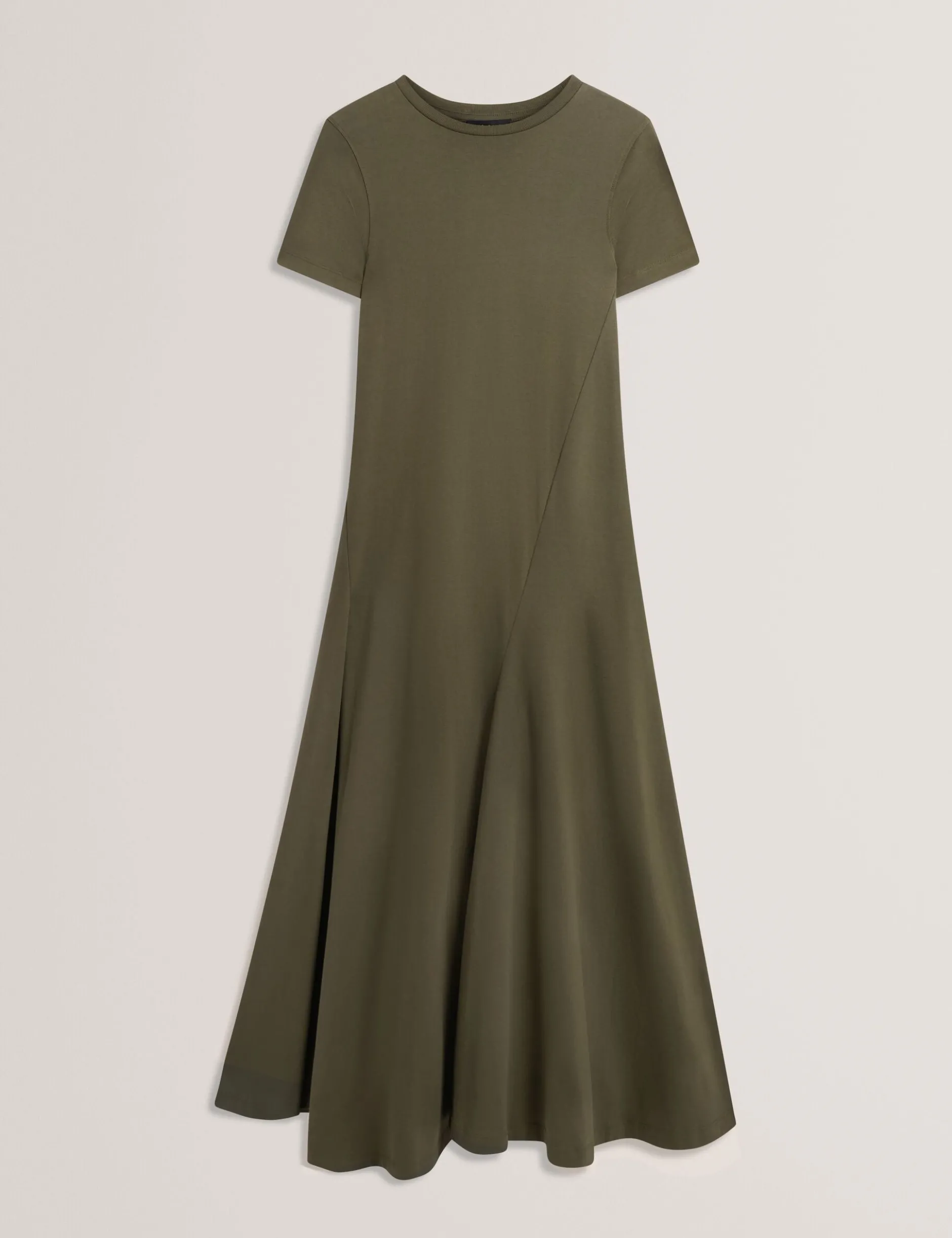 Jersey-Midikleid mit Einsätzen und kurzen Ärmeln