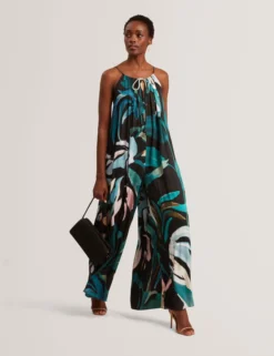 Jumpsuit mit abstraktem Print und weitem Bein