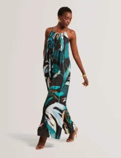 Jumpsuit mit abstraktem Print und weitem Bein