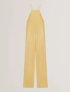 Jumpsuit mit Neckholder und Gürtel, weitem Bein