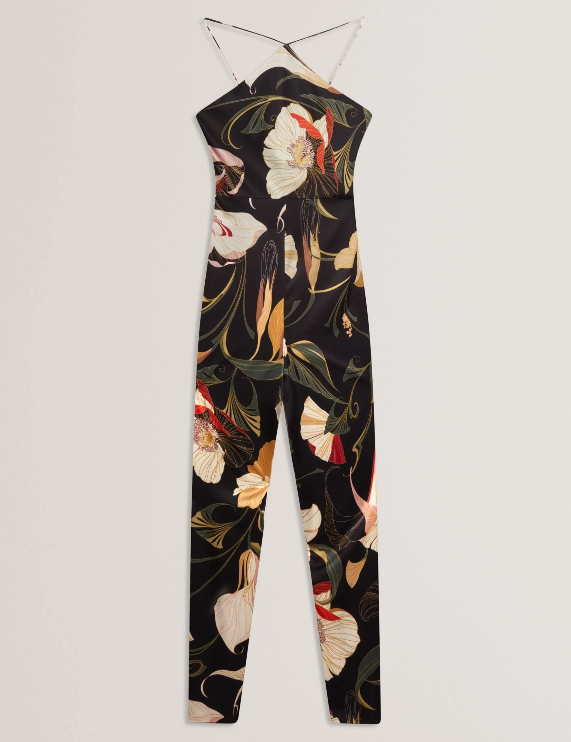 Jumpsuit mit Neckholder und weitem Bein im Nouveau-Print