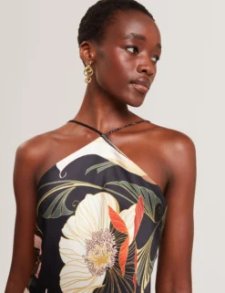 Jumpsuit mit Neckholder und weitem Bein im Nouveau-Print