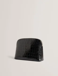 Kosmetiktasche aus Kunstleder in Kroko-Optik