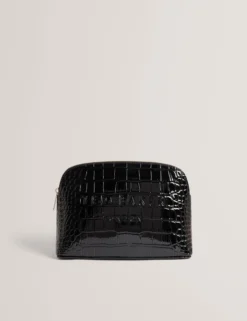 Kosmetiktasche aus Kunstleder in Kroko-Optik