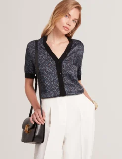 Kurzarm-Cardigan mit Print von Touch of Silk