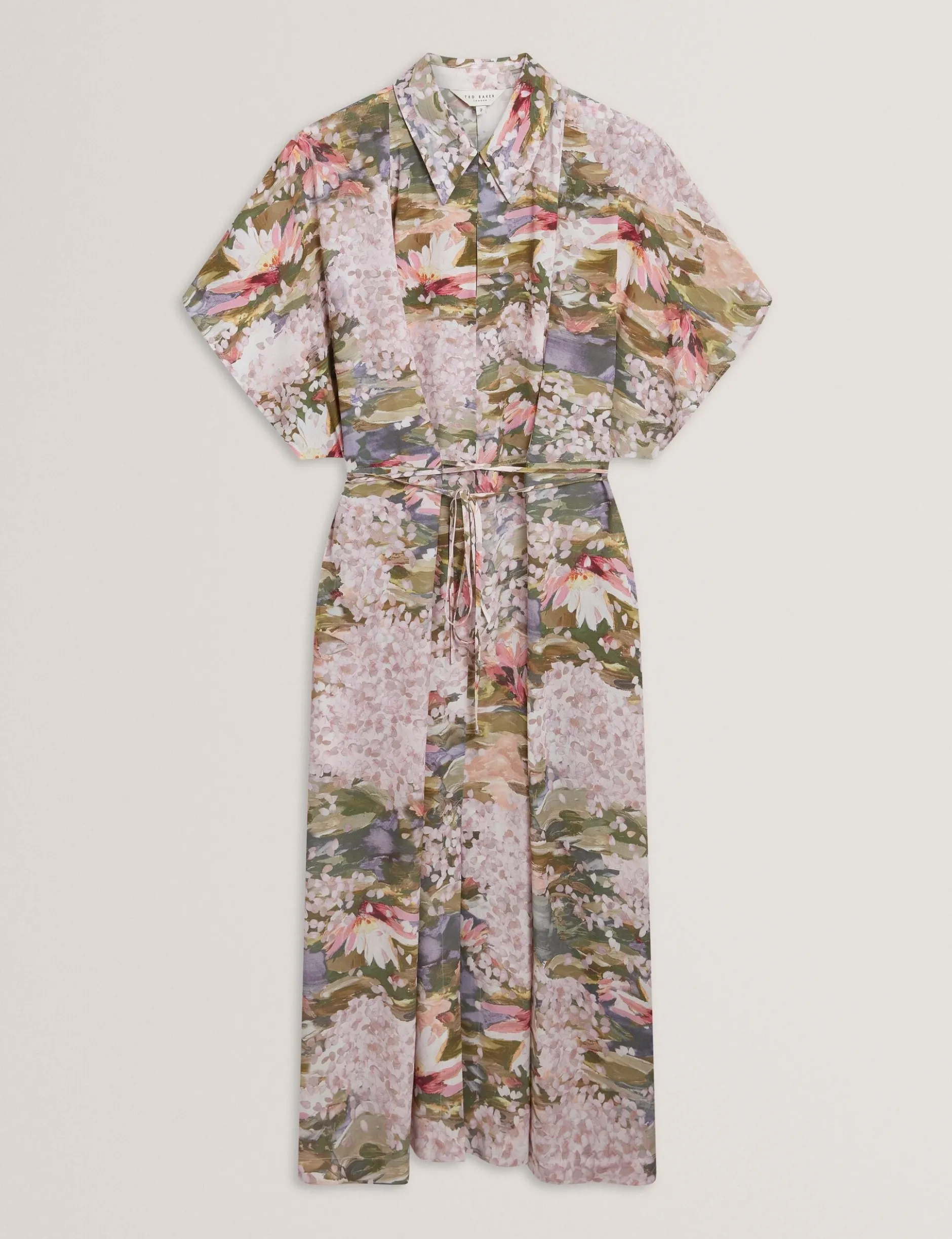Kurzarm-Hemdkleid mit Seerosenmuster