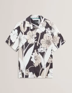 Kurzarmhemd mit botanischem Print für den Resortbereich