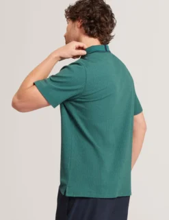 Kurzarm-Polohemd aus Baumwollmischgewebe mit Rippstrick