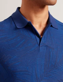 Kurzarm-Polohemd mit Jacquard-Blattmuster