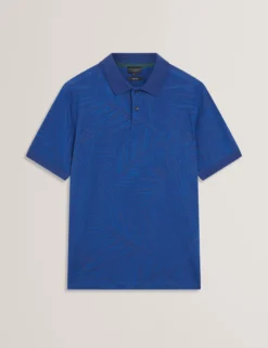 Kurzarm-Polohemd mit Jacquard-Blattmuster