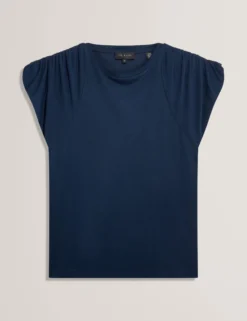Kurzarm-T-Shirt aus Jersey mit gerafften Schultern