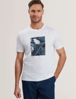 Kurzarm-T-Shirt mit Box-Print und Grafik