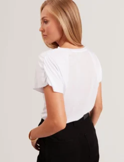 Kurzarm-T-Shirt mit gerafften Schultern