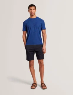 Kurzarm-T-Shirt mit Jacquard-Blattmuster