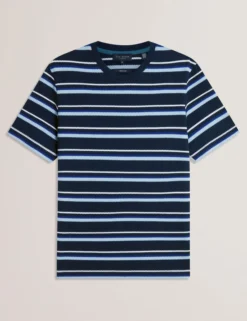 Kurzärmeliges, strukturiertes Streifen-T-Shirt