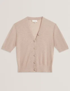 Kurzärmelige Strickjacke aus Merinowolle