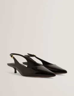Lackleder-Slingback-Kitten-Heel-Schuhe