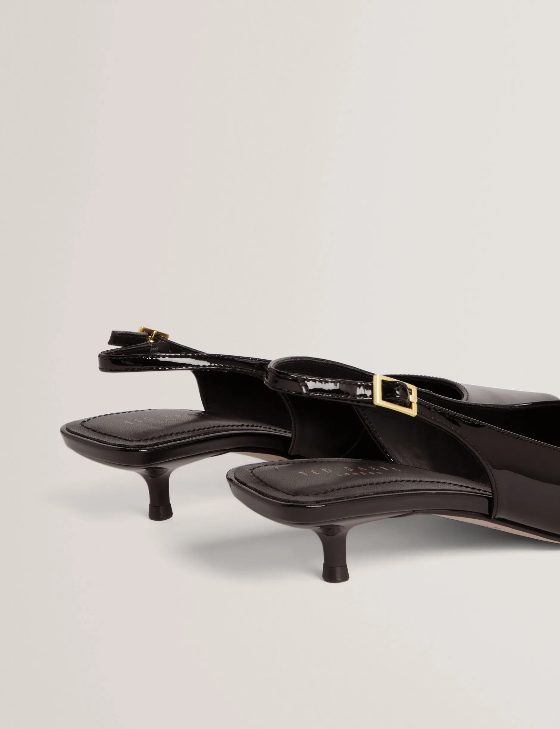 Lackleder-Slingback-Kitten-Heel-Schuhe