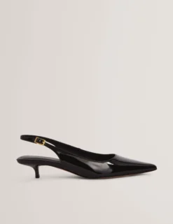 Lackleder-Slingback-Kitten-Heel-Schuhe