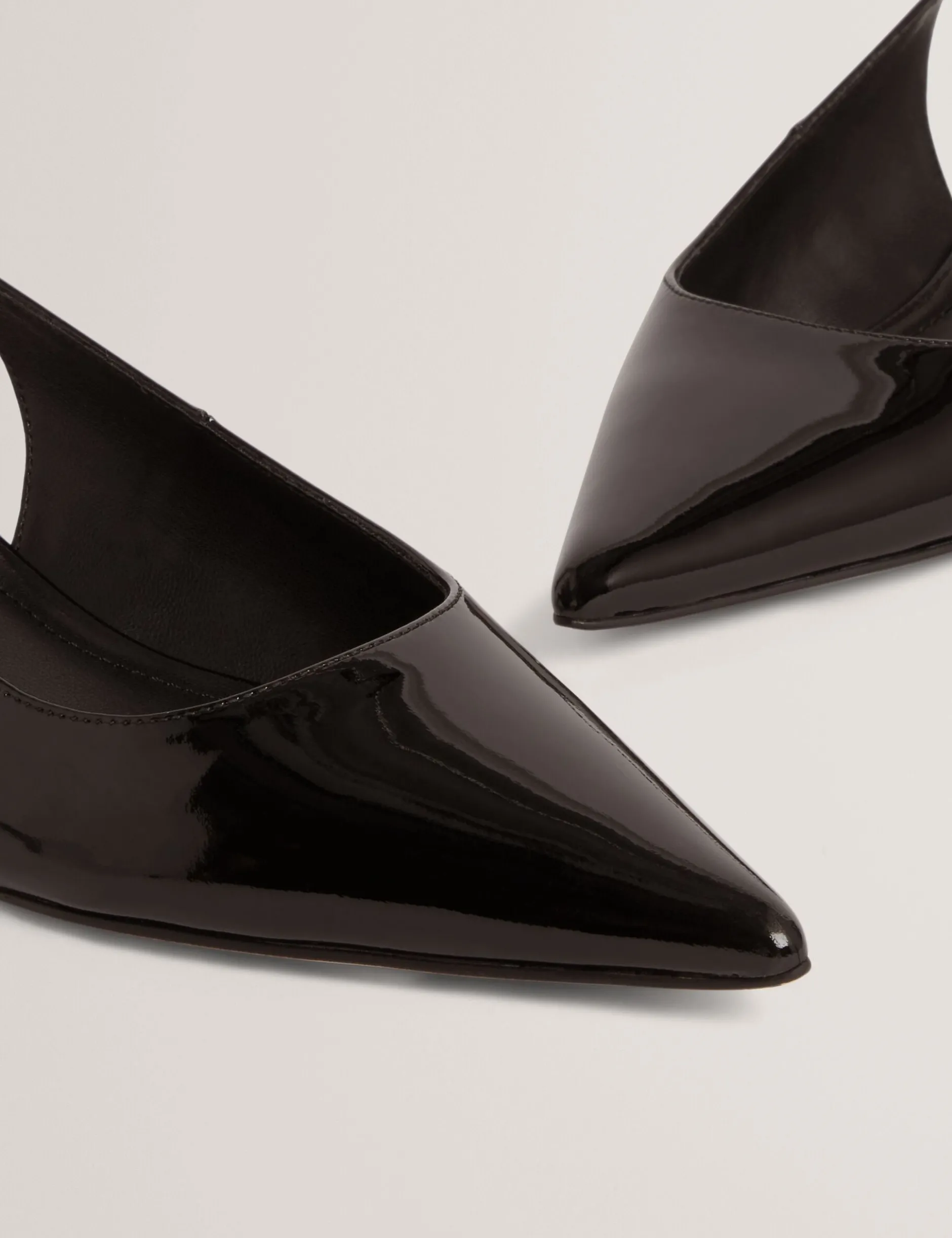 Lackleder-Slingback-Kitten-Heel-Schuhe