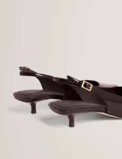 Lackleder-Slingback-Kitten-Heel-Schuhe